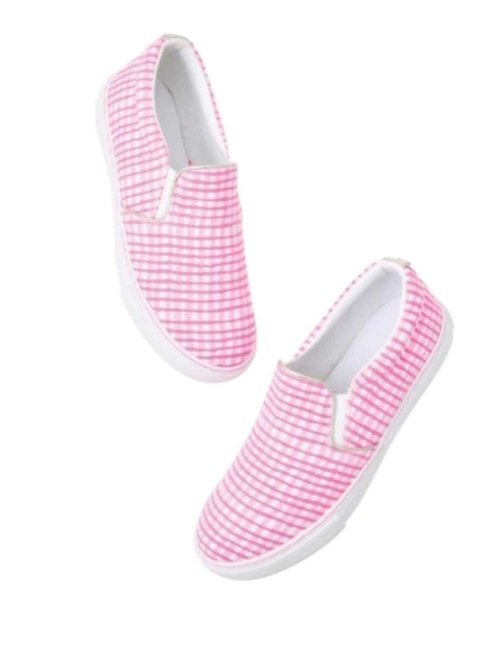 Lilly Pulitzer Julie Pink And White Gingham Slip-On Sneakers